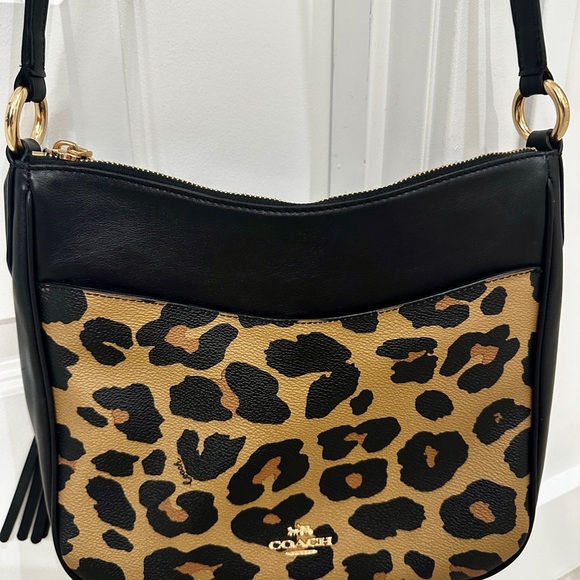Coach Leopard Print crossbody Bag in Black and Tan - Picture 1 of 10